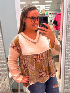 Cream Paisley Long Sleeve Top