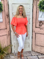 Ryan Ruffle Top - Coral
