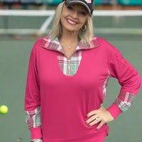 Juniper Plaid Pullover - Pink