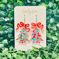 Merry Confetti Tree Earrings Christmas - Red Pixie Dust