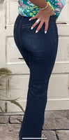 High-Rise Ankle Bootcut Double Waistband Jeans - Dark
