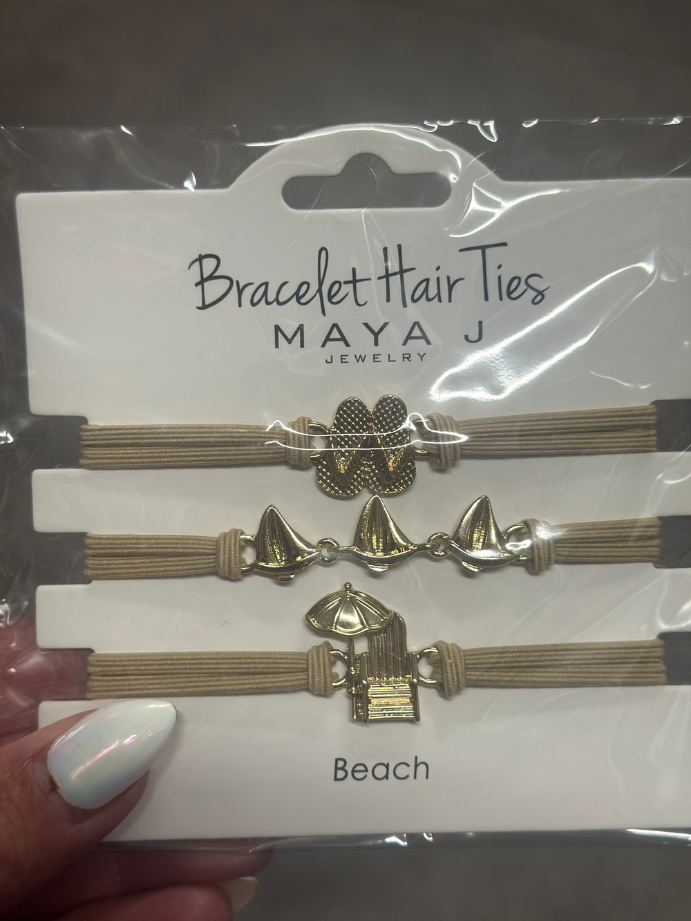 Essential Bracelet Hair Ties - Beach Tan/Gold