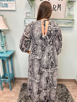 Black and Cream Paisley Maxi Dress
