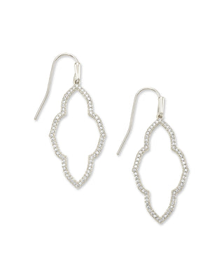 Brand | Kendra Scott
Style | Small open-frame earrings
Design | Elongated silhouette inspired by the iconic Kendra Scott medallion
Accents | White Crystal
Finish | Silver tone
Dimensions | 2.25 inches long x 0.66 inches wide