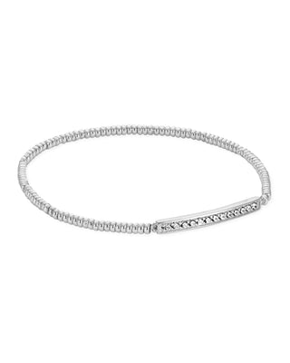 Style | Addison stretch bracelet with subtle sparkle
Metal | Rhodium over brass
Circumference | 6.5 inches unstretched
Stations | 1 inch long x 0.11 inches wide
Design | Slip-on stretch construction
Brand | Kendra Scott