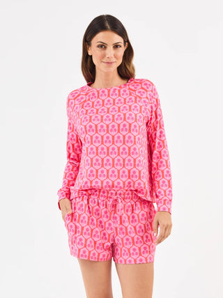 Annie ButterSoft pajama shorts set with matching top in soft breathable loungewear fabric.