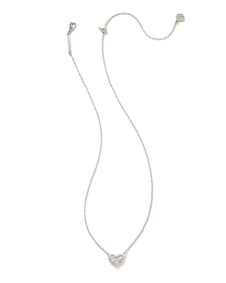 Ari Pavé Heart Crystal Necklace in Silver