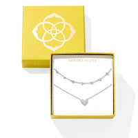 Ari and Haven Silver Heart Necklace Gift Set in White Crystal