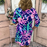 Make waves in the Arlene Quarter Sleeve Dress - Get Kraken (Navy)! With a flattering V-neck, shift style, and side pockets, this comfy dress is perfect for any occasion.
ARYEH DRESS