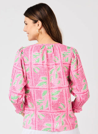 The Ashlyn Top is an easy staple with thoughtful detail. Featuring a flattering V-neckline, smocked cuff sleeves, and a straight fit, it’s comfortable and effortless. Pair it with your favorite jeans or shorts for a go-to look you’ll reach for again and again.

