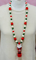 Wooden Nutcracker Necklace - Santa
