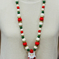 Wooden Nutcracker Necklace - Santa