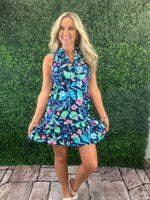 Polo Dress - Navy Tropical Forest
