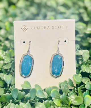 Dani Bezel Silver Drop Earrings in Variegated Indigo Magnesite