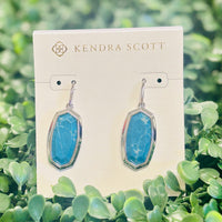 Dani Bezel Silver Drop Earrings in Variegated Indigo Magnesite