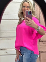 Rebecca Ruffle Sleeve Top - Pink
