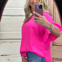 Rebecca Ruffle Sleeve Top - Pink