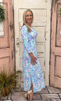 V-Neck 3/4 Sleeve Maxi Dress - PAVN
