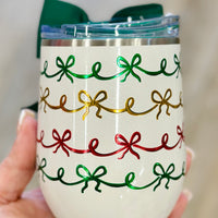 Christmas Bows - Stemless Wine Cup 12oz