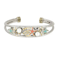 B5212-ABT0 - Pearl & Turq Wire Cuff Bracelet