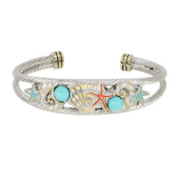 B5212-AT700 - Turq & Coral Wire Cuff Bracelet