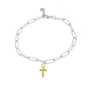 B5410-R00P - Diamante Charm Bracelet Cross - Rhodium