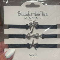 Essential Bracelet Hair Ties - Beach Black/Silver