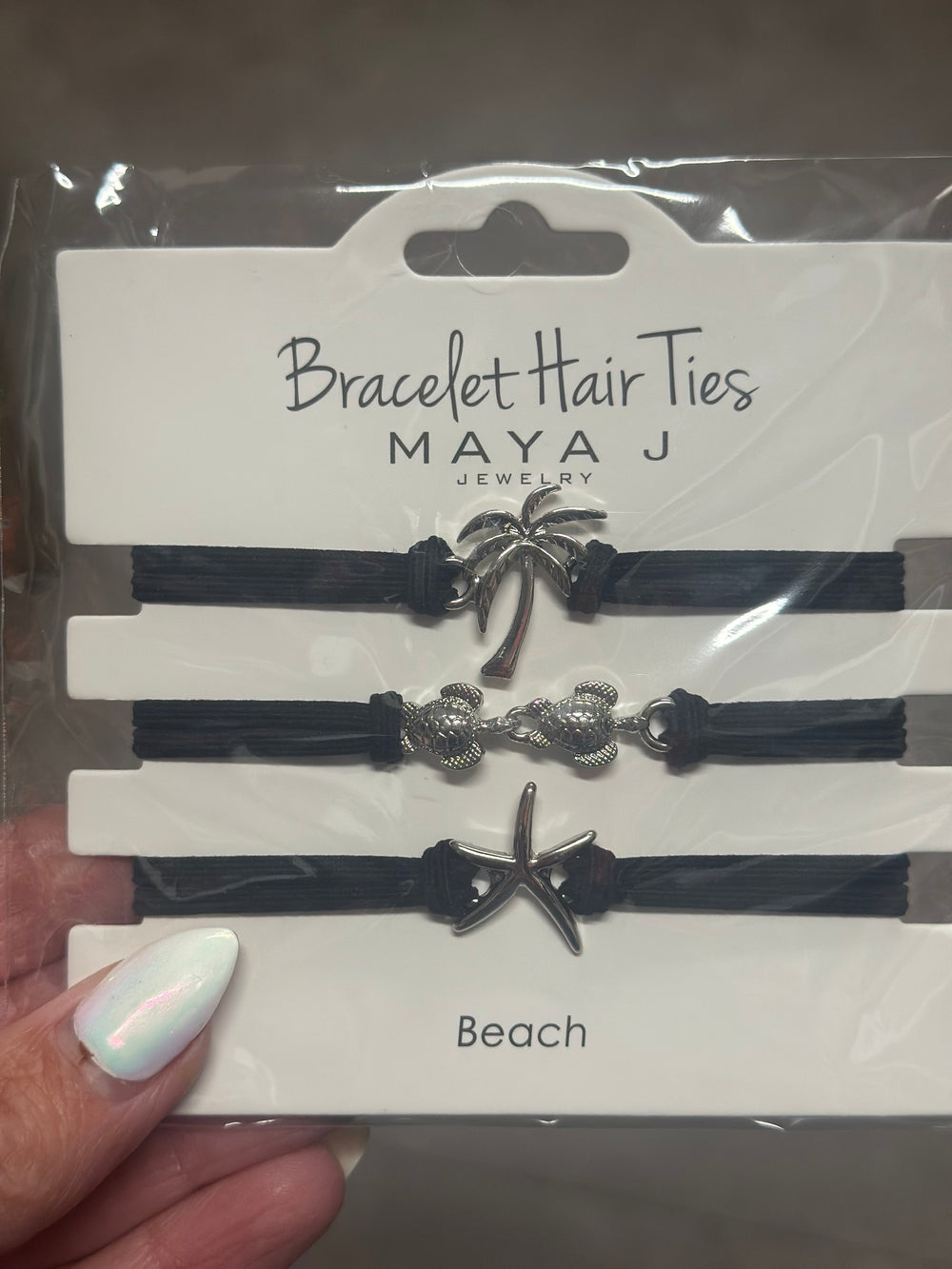 Essential Bracelet Hair Ties - Beach Black/Silver