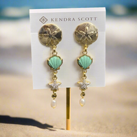 Brynne Shell Earring Gold in Sea Green Chrysocolla