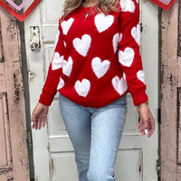 Fuzzy Sweater - Valentine Red