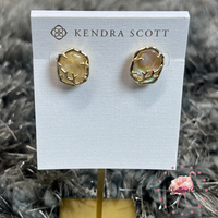 Daphne Coral Framed Stud Earring Gold in Iridescent Abalone