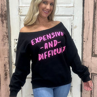 Expensive & Difficult Puff Off-Shoulder Sweatshirt