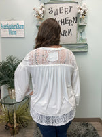 Ivory Lace Bell Sleeve Cardigan
