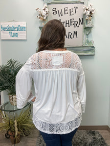 Ivory Lace Bell Sleeve Cardigan