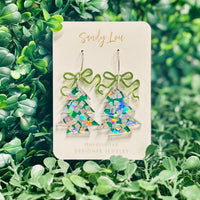 Merry Confetti Tree Earrings Christmas - Green Pixie Dust