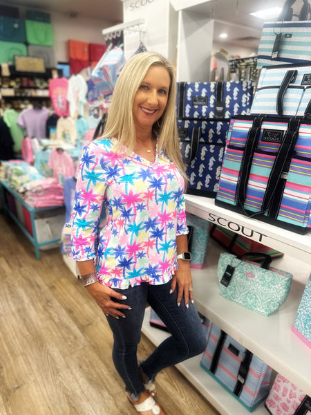 Beachtime 
Lulu-b clothing
V-Neck 3/4 Sleeve Frill Top - BPMP