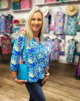 Beachtime - V-Neck 3/4 Sleeve Frill Top - BYFL
