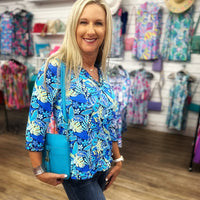 Beachtime - V-Neck 3/4 Sleeve Frill Top - BYFL