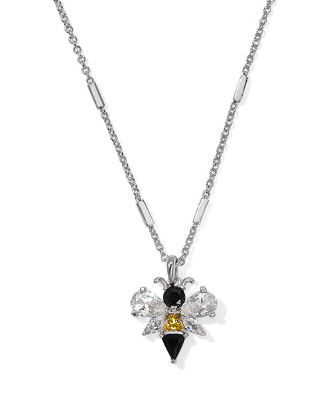 Everyone’s going to be buzzing about the Bee Silver Short Pendant Necklace in Black Yellow Mix. A mosaic arrangement of black, yellow, and clear crystals and metal details creates an adorable bumblebee, ready to add the perfect amount of sweetness to every look.

