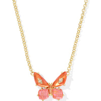 Bianca Butterfly Gold Orange Mix Pendant Necklace