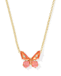Bianca Butterfly Gold Orange Mix Pendant Necklace