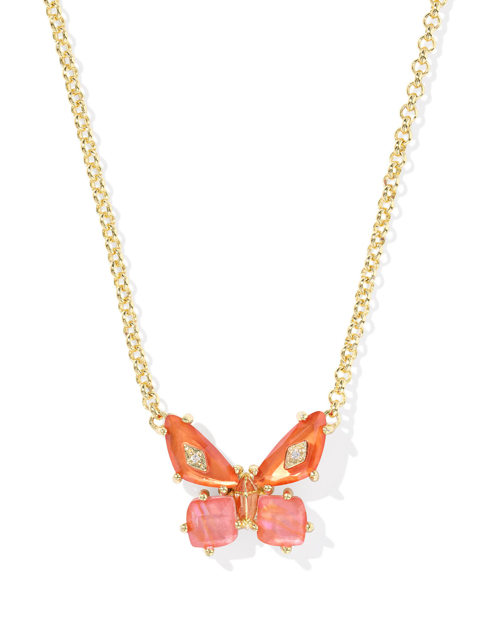 Bianca Butterfly Gold Orange Mix Pendant Necklace