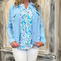 Linen Travel Jacket - Light Periwinkle