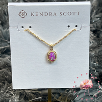 Daphne Framed Pendant Necklace Gold in Magenta Opal
