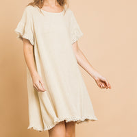 Oatmeal Linen Short Sleeve Dress