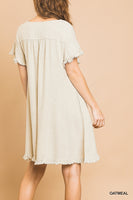 Oatmeal Linen Short Sleeve Dress
