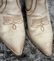 Smoke Show Bootie - Washed Beige Denim
