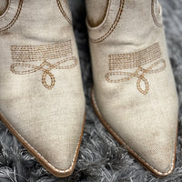 Smoke Show Bootie - Washed Beige Denim