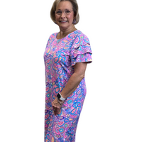 SPX4580 Midi Ruffle Short Sleeve Dress - PSLY