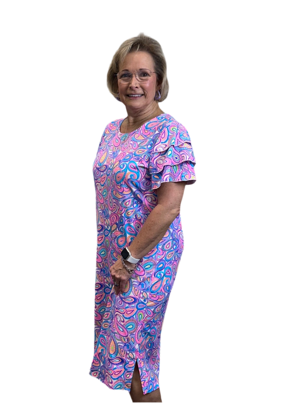 SPX4580 Midi Ruffle Short Sleeve Dress - PSLY